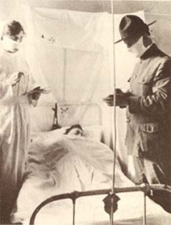 Doctor and nurse with an influenza patient