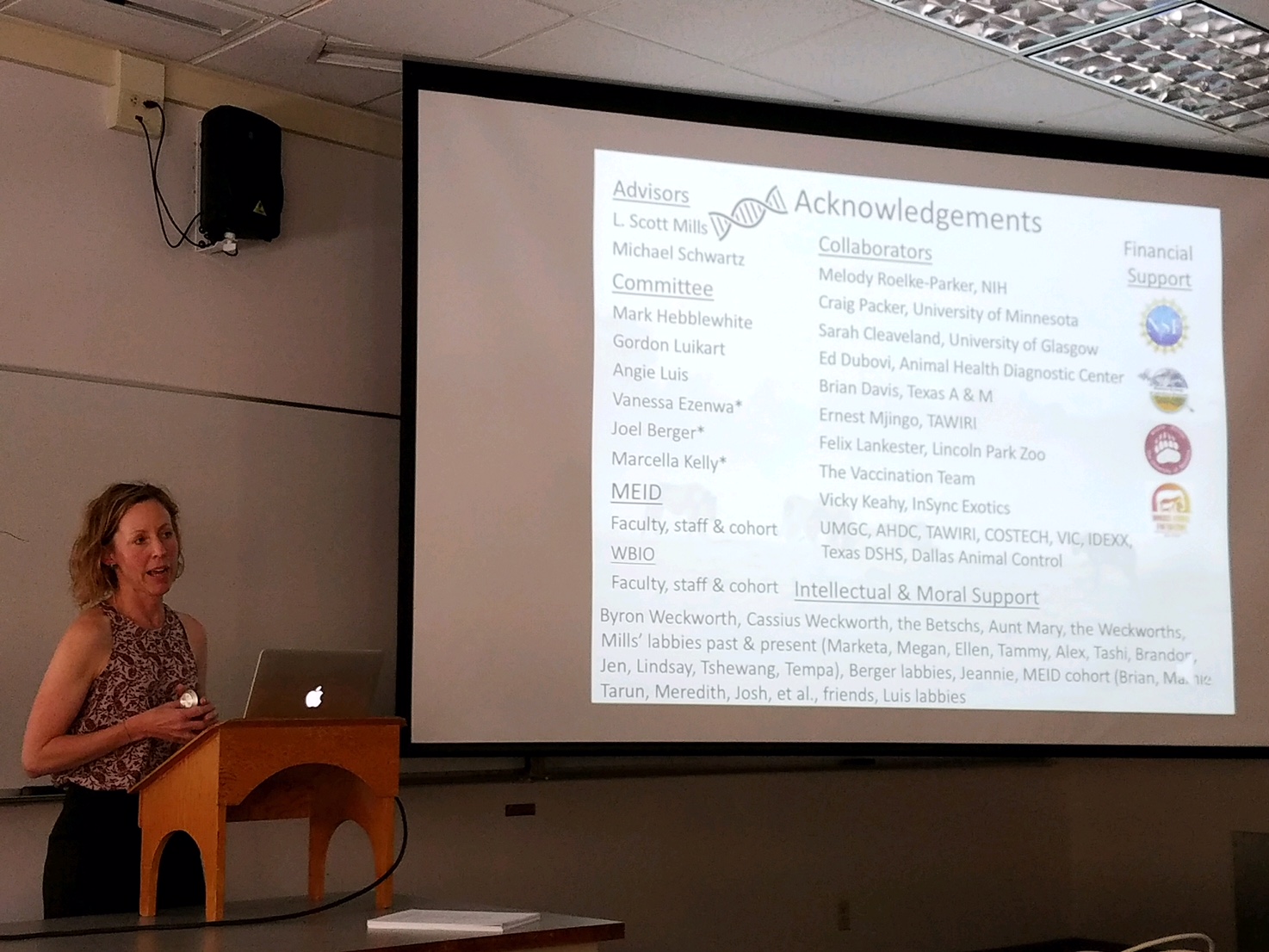 Julie presenting her dissertation defense