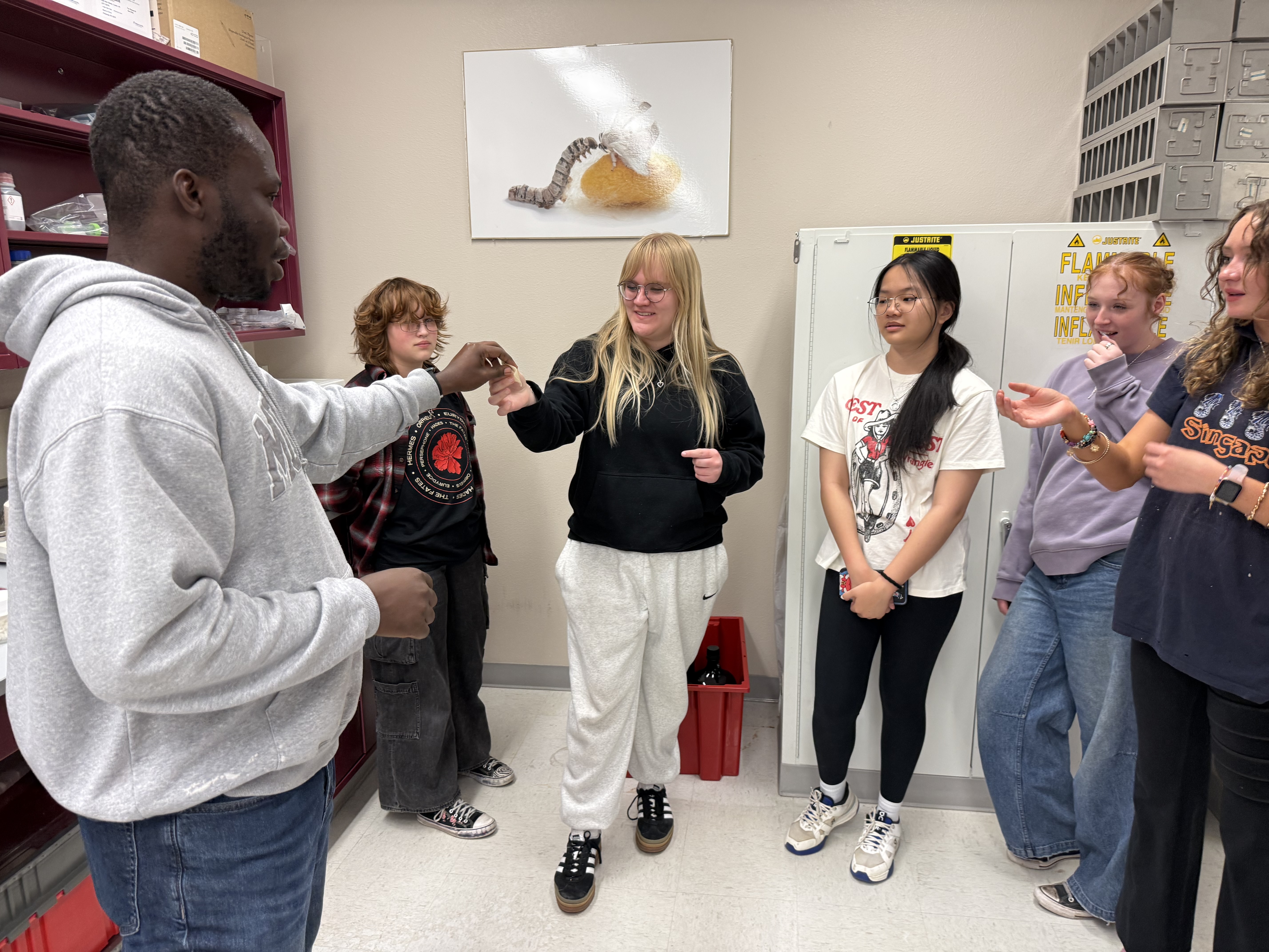 Sentinel High School Students interact with and learn about silk fibroin, a natural biomaterial used for research at BIOTECH
