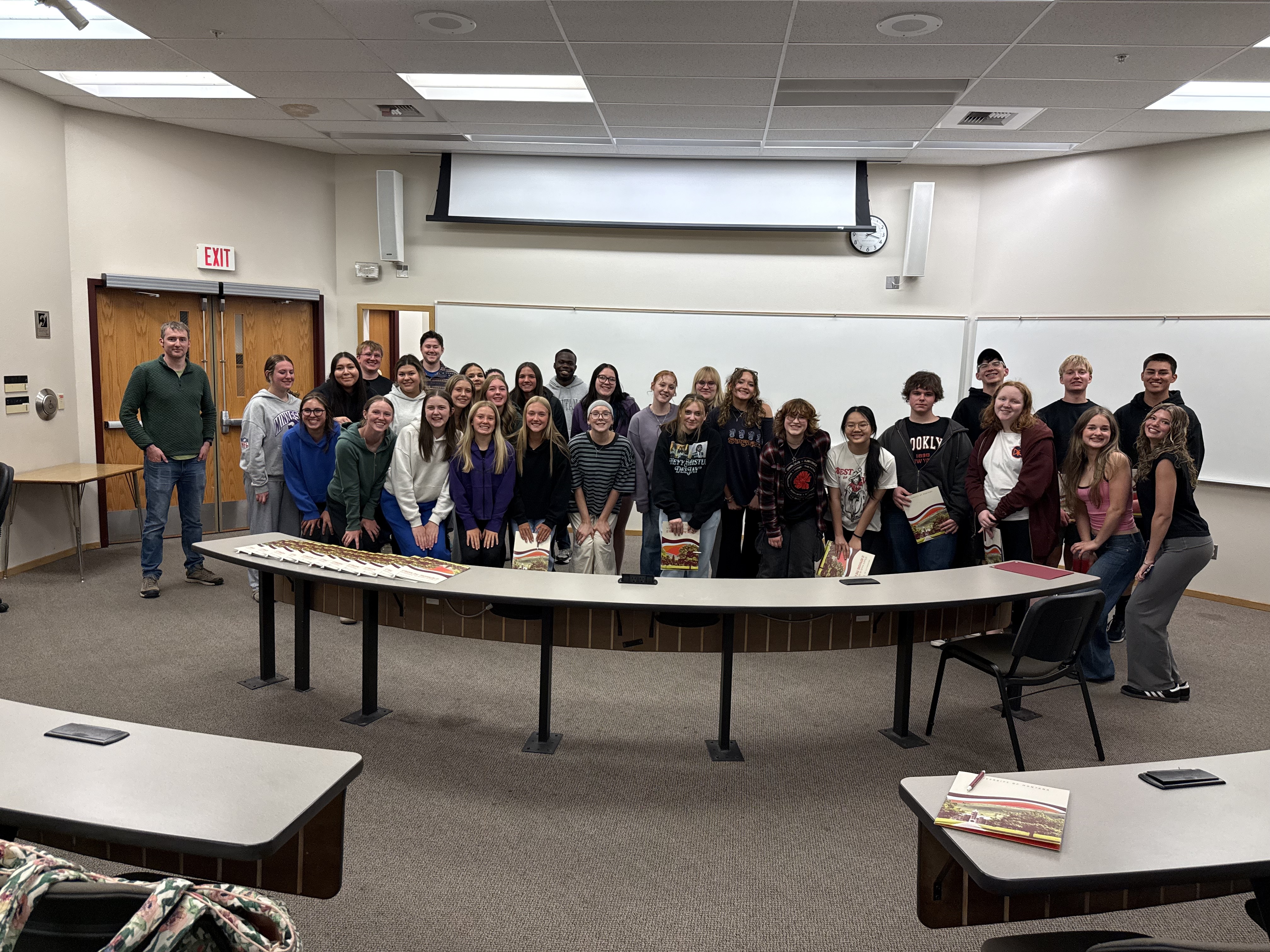 Sentinel High School Students visit one of the University of Montana's lecture halls in the Skaggs School of Pharmacy
