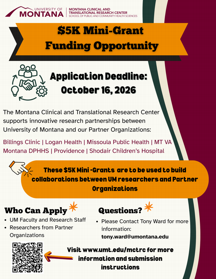 mini grant application call for submissions. application deadline is October 16, 2026. Please go to Upcoming Funding Opportunity page for more information