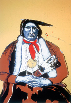 Indian with Feather Fan by Fritz Scholder