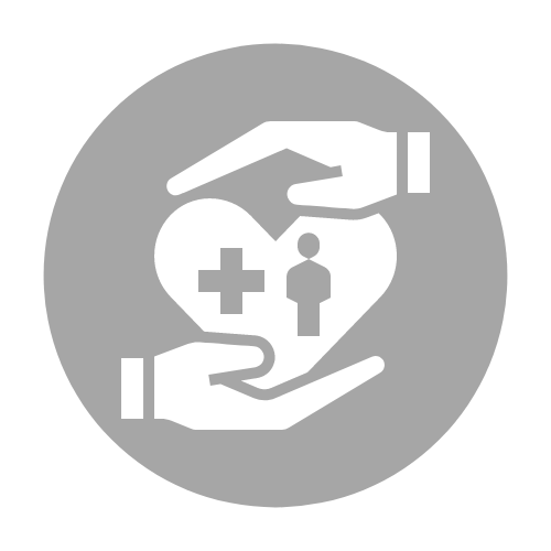 Illustration of hands protecting a heart with a medical cross and person icon.