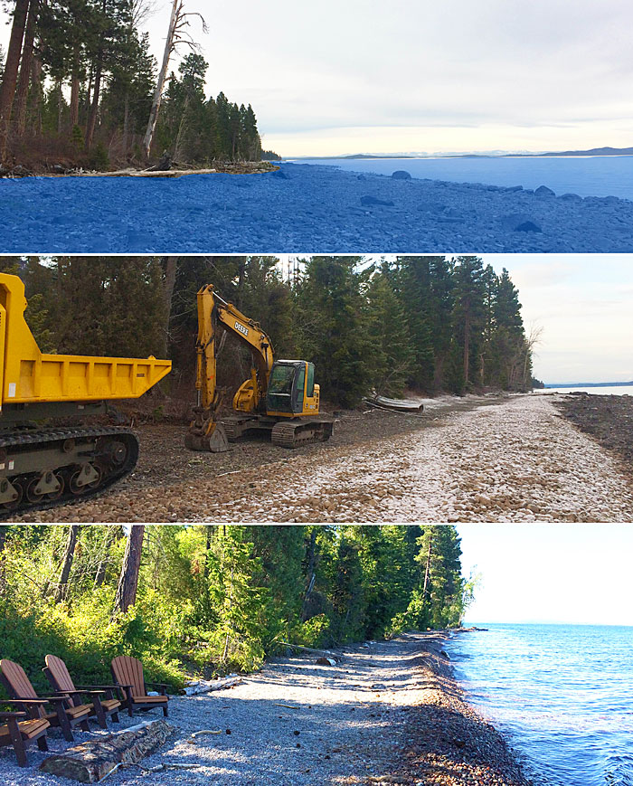 An image that shows the beach construction in three phases