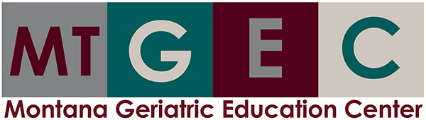 A logo that says MTGEC for the Montana Geriatric Education Center