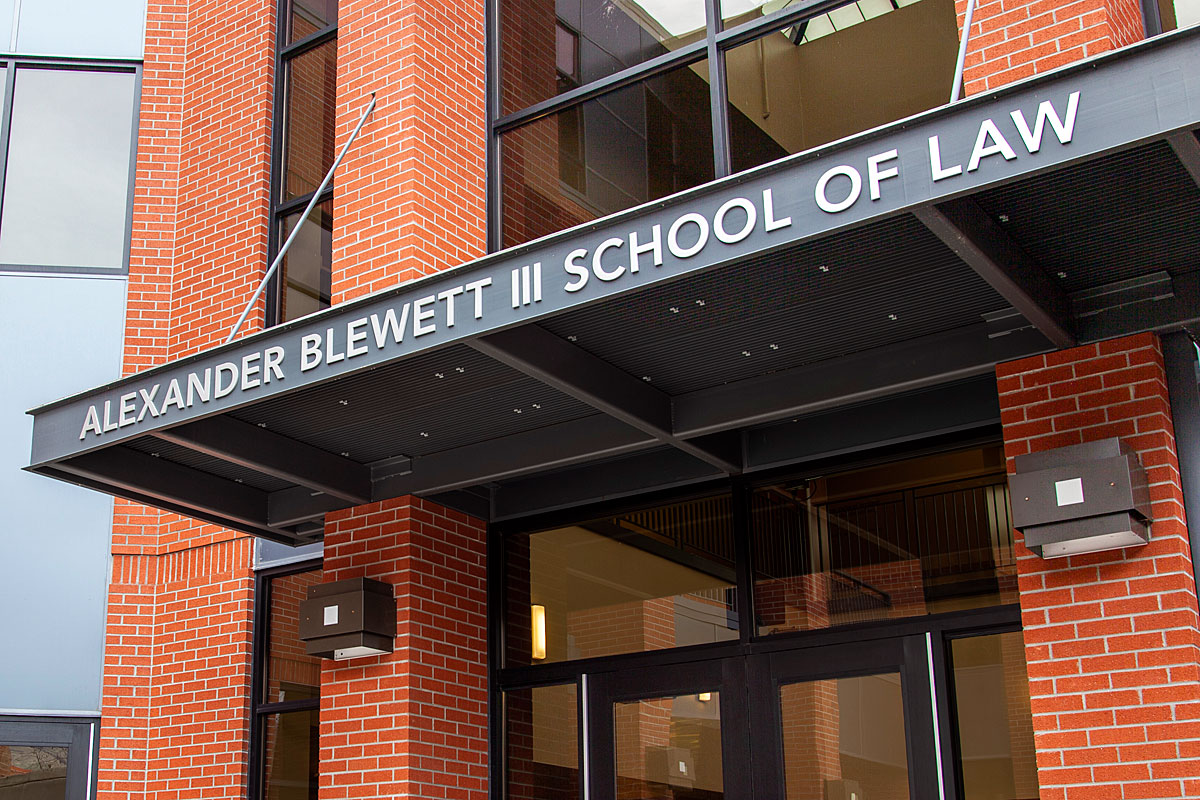 A picture of the sign at the UM Law Building