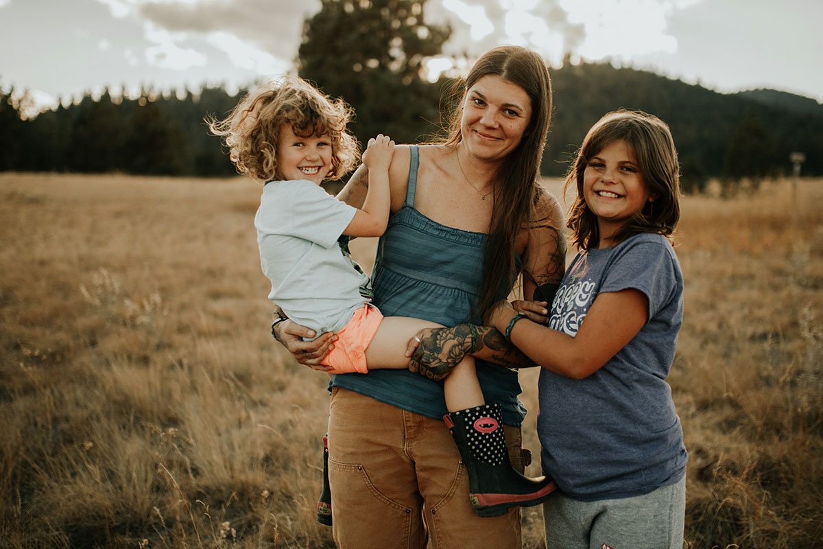 UM alumna and Missoula resident Stephanie Land poses for a picture here with her two children. 
