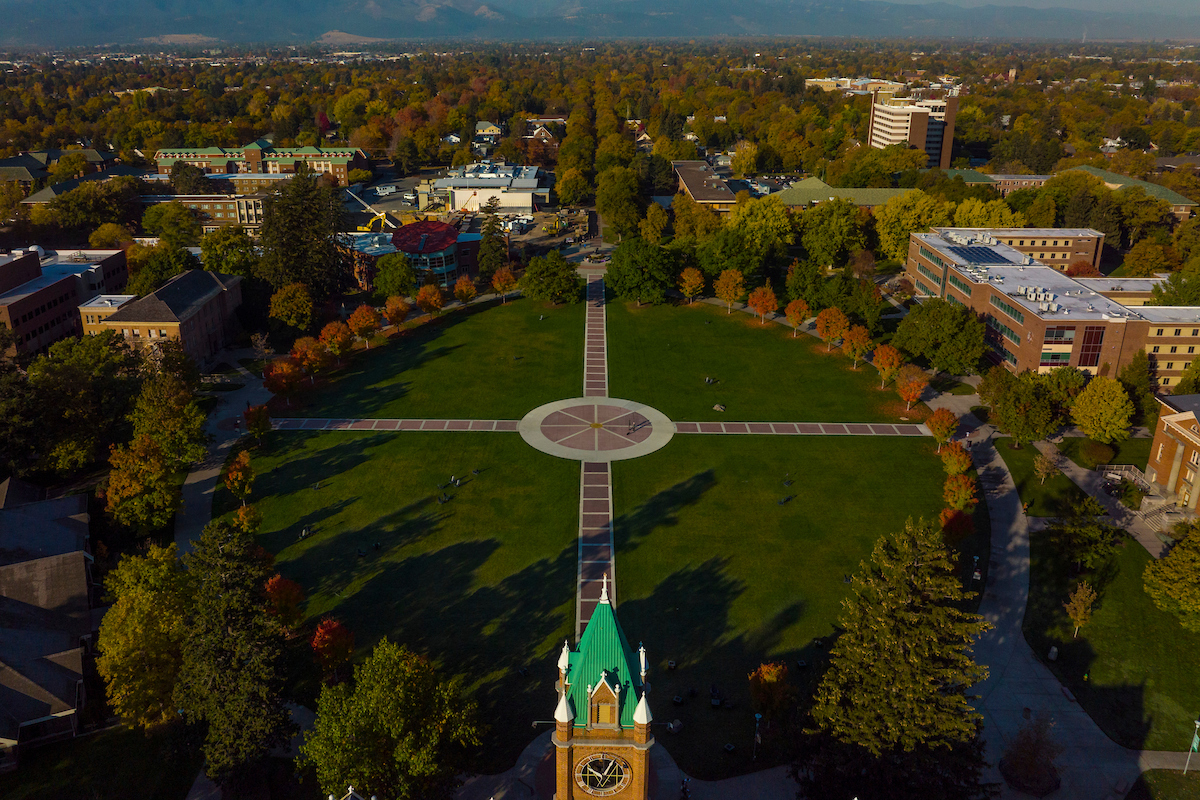 Drone shot of campus