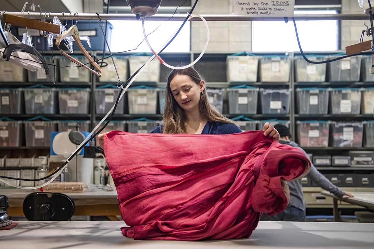 Morgan Brooks works in UM's costume shop