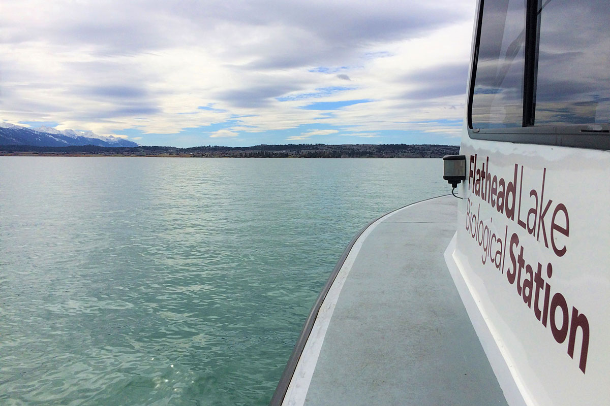 A picture of the Jessie B. research vessel on Montana's Flathead Lake.