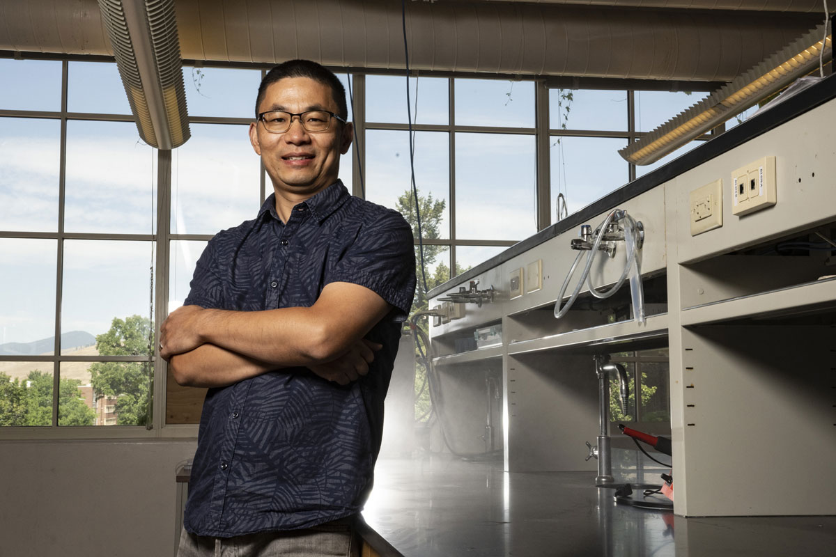 A picture of Lu Hu in his UM lab.
