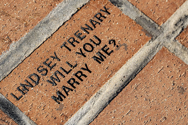 A picture of the marriage proposal brick