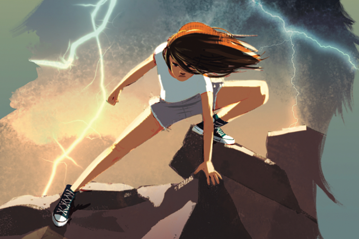 A picture of a cartoon girl ready for battle