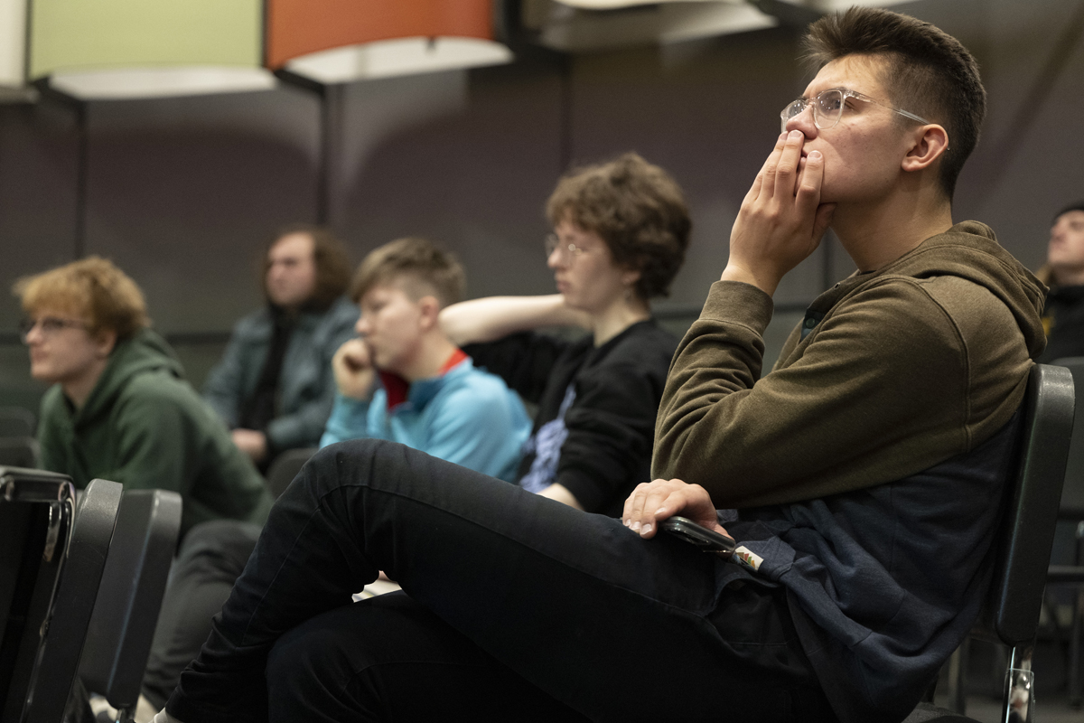 Students listen in one of Wicks' classes.