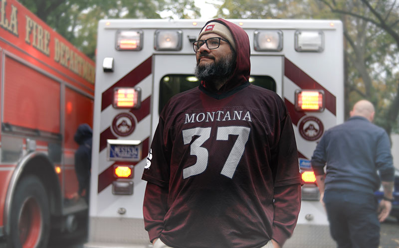 Dupuis is dressed in UM Griz gear.