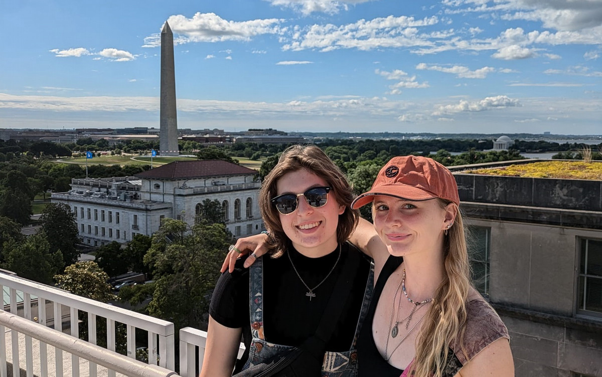 Missoula Sentinel High School students Lydia Becker and Alana Brevick explore Washington, D.C. during this year's Youth Exchange Program, hosted by the Maureen and Mike Mansfield Center at the University of Montana.