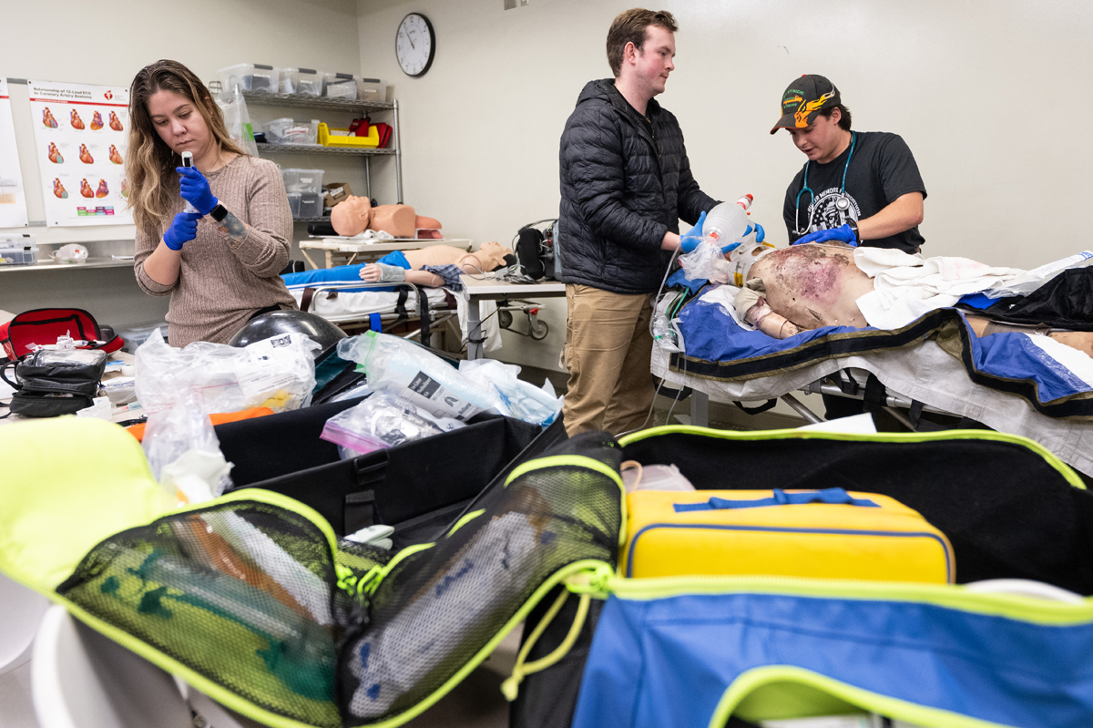 UM paramedic students study in Missoula College. 