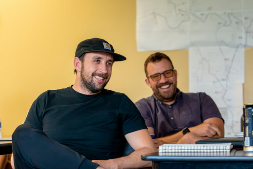 Kevin McHugh and David Lewis (right) participate in the  VBX workshop to hone their business ideas. 