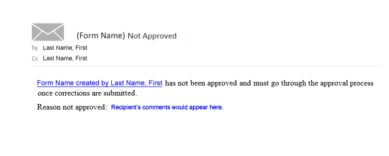The notification received by the initiator of the submission after a recipient has marked the status as 