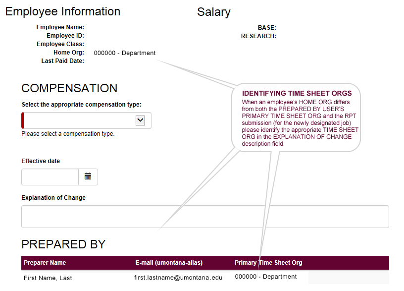 Important Note: When an employee’s Home Org differs from both the 
