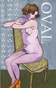 Volume 11 cover featuring a painting of a nude, lilac-colored person sitting in a green chair.