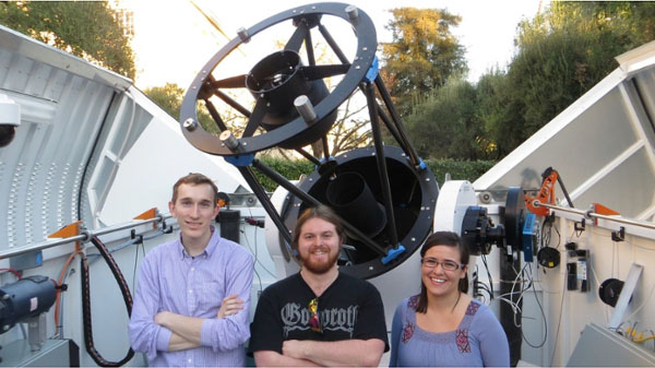 Three students from the MINERVA team at CalTech