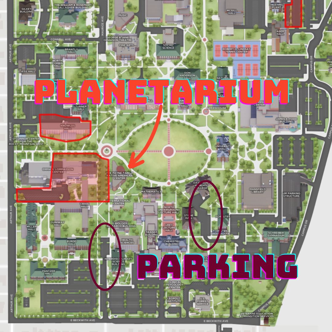 campus map with planetarium marked