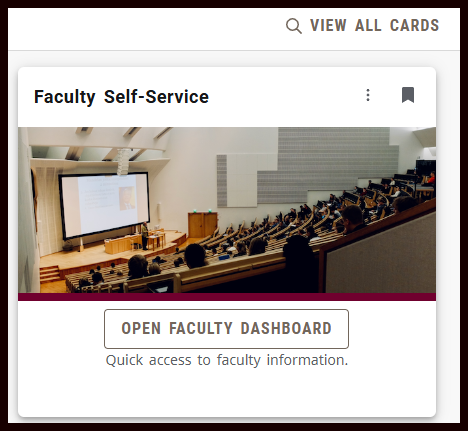 screenshot of faculty self-service card