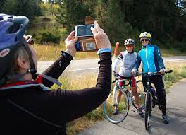 Photo of bikers taking a picture together