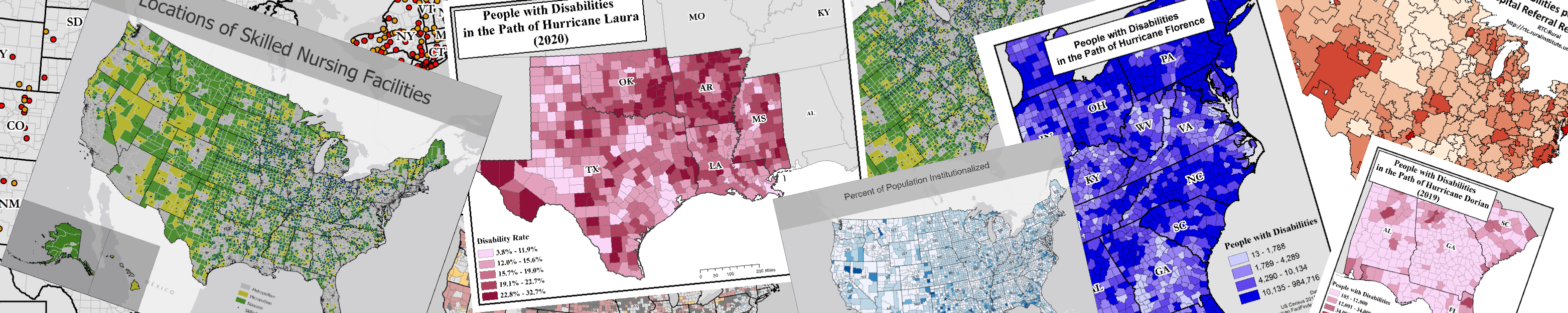 collage of different specialty disability maps