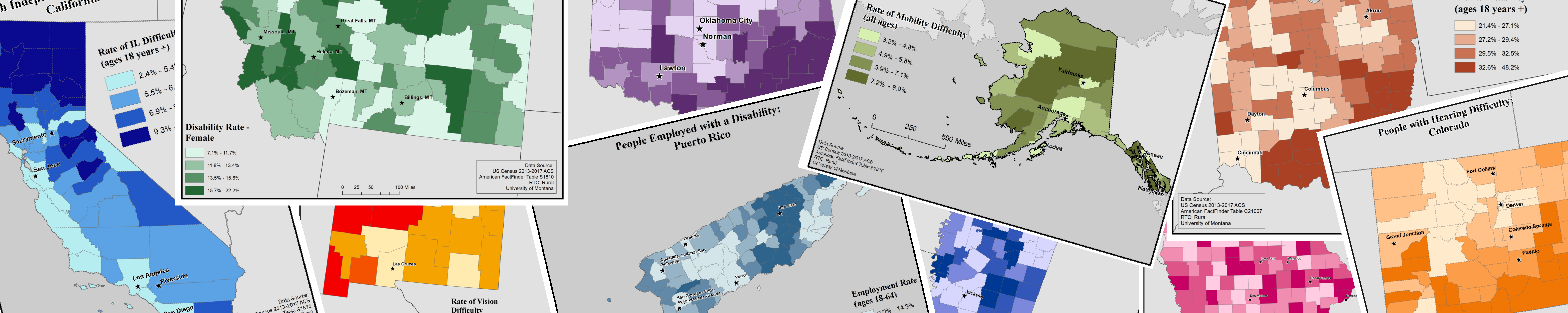 collage of different state disability maps