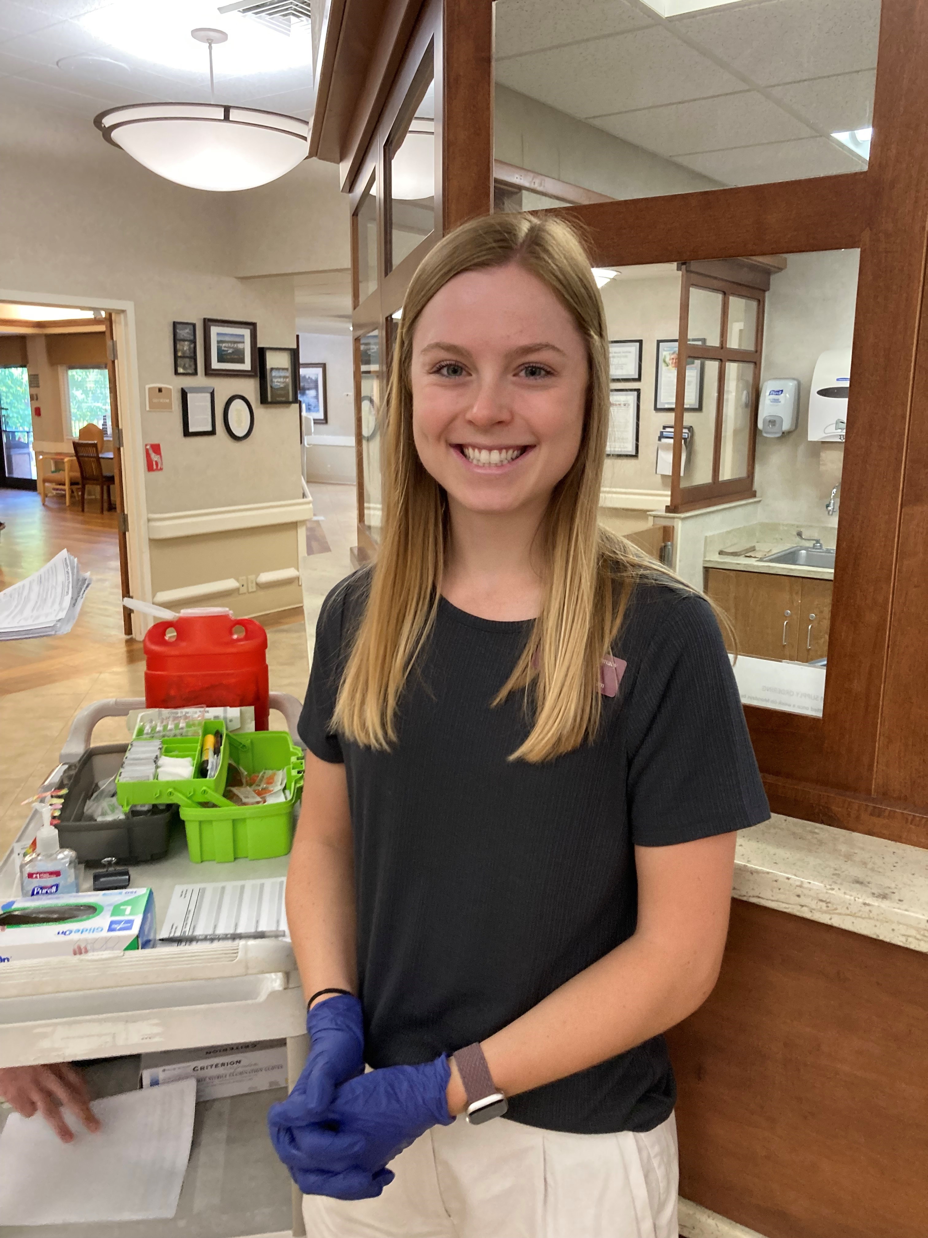 Maddie Trent at the vaccine booth