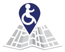 Disability counts icon- disability symbol over a map