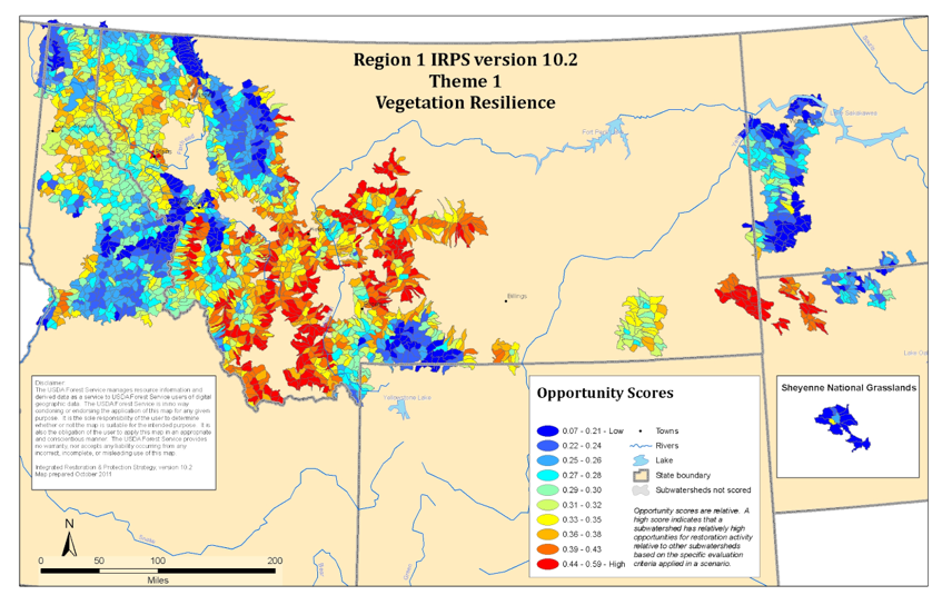Map of vegetation resilience theme for IRPS decision support system