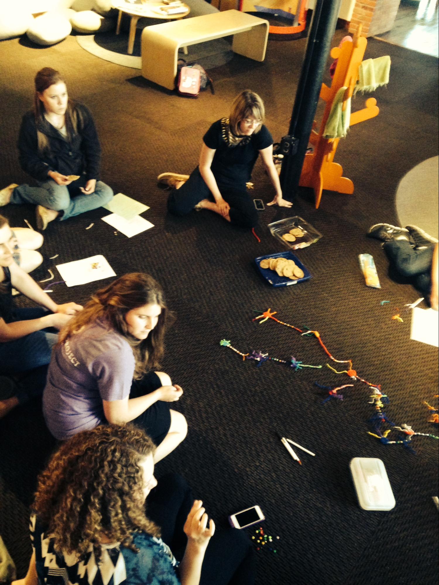 Dr. Sarah Certel and BrainZone interns make neurons out of pipecleaners.