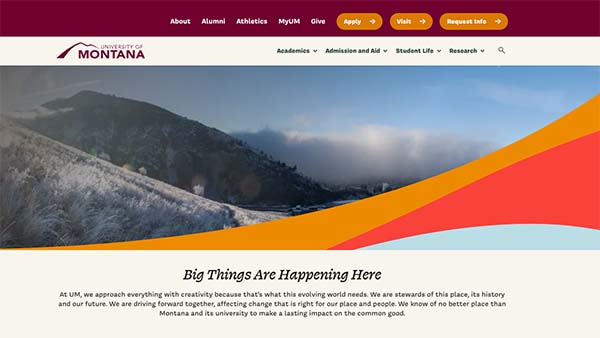University of Montana's web homepage