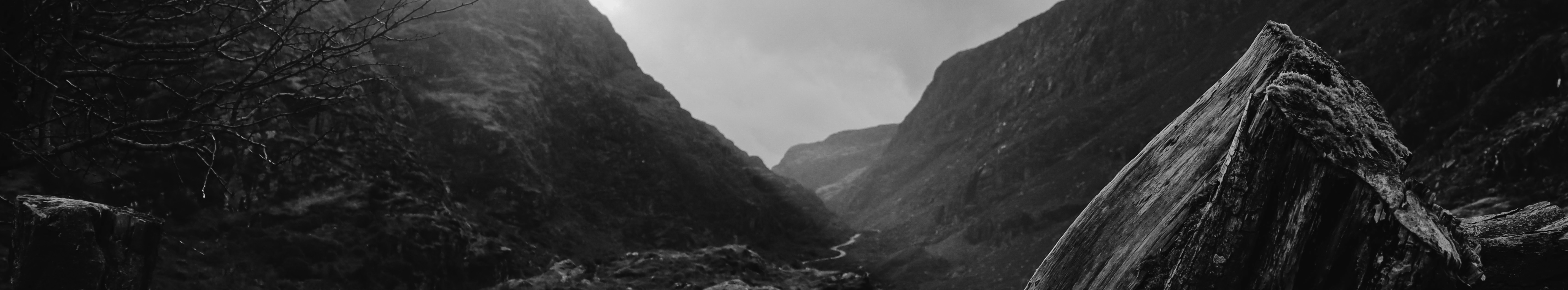 black and white image of rocky mountains