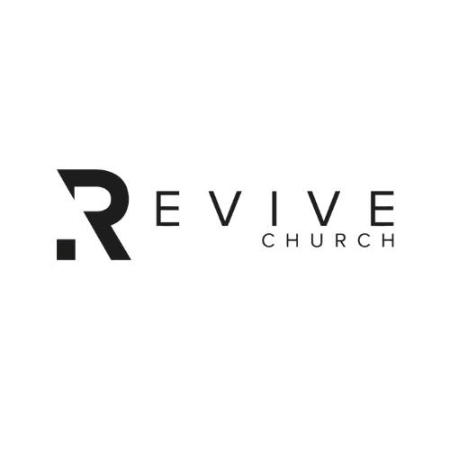 Logo of Revive Church featuring a stylized "R" and the word "REVIVE" in bold typography