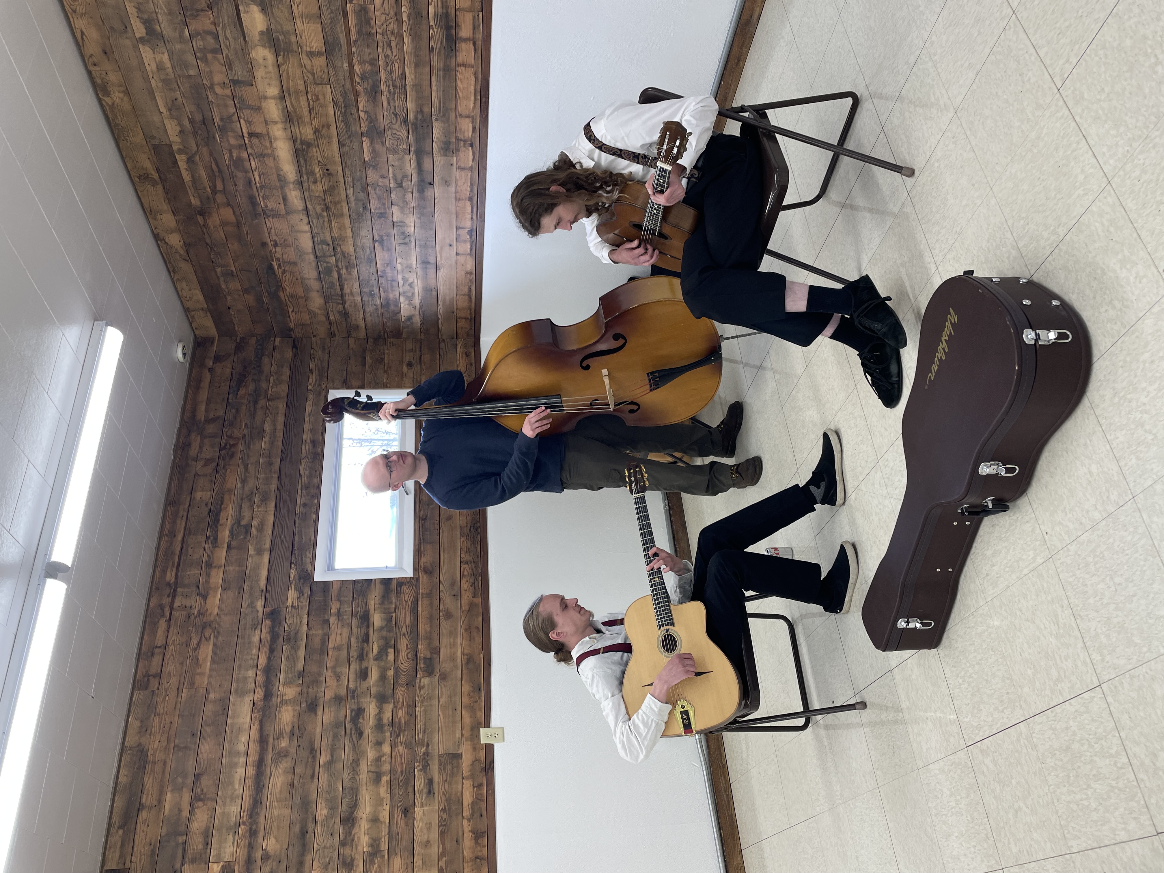 A band, the incredible Skalsky Brothers, playing live music. 