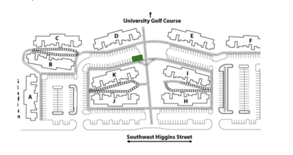 black and white map marked with compost cart location