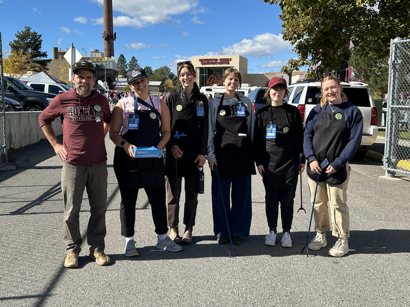 zero waste ambassadors pose in front of WG stadium 