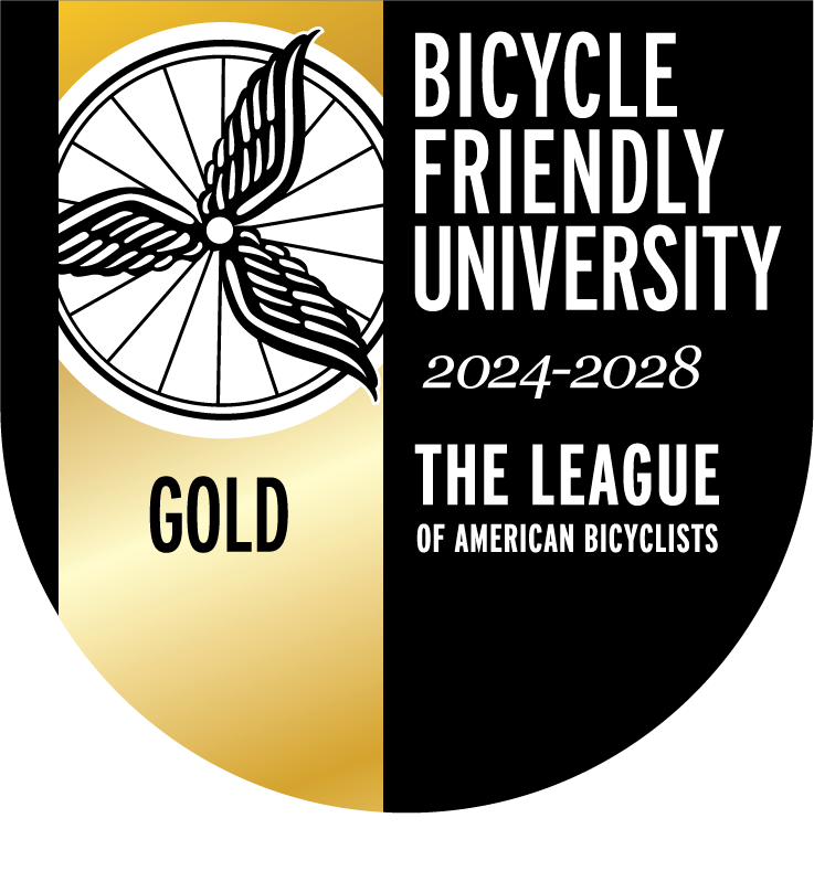 Bicycle Friendly University Gold Award logo for 2024-2028 by the League of American Bicyclists.