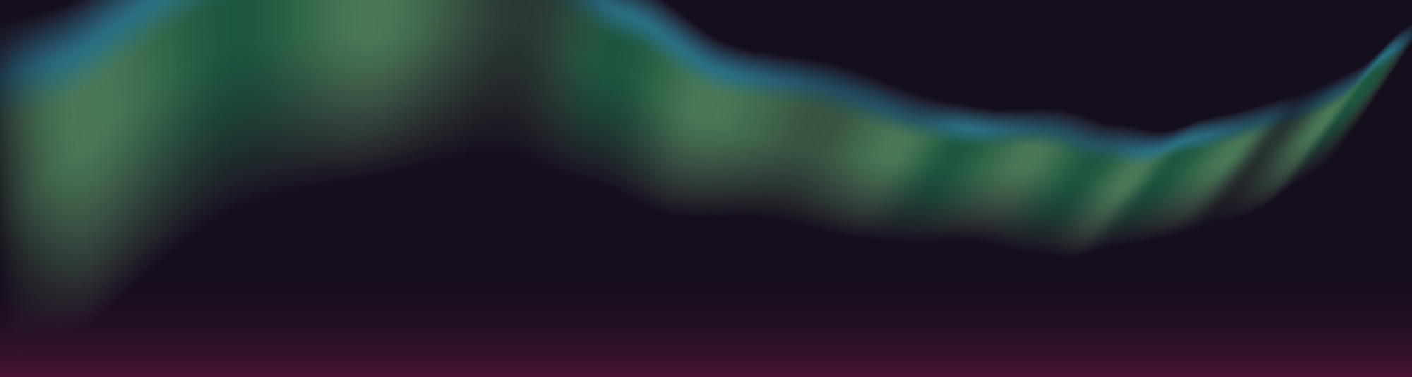 An illustration of the northern lights against a violet dusk.