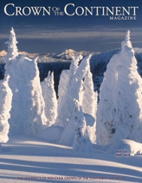 magazine cover with pine trees completely covered and coated in snow