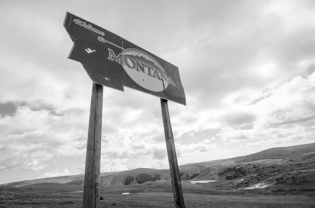 old state highway sign: Welcome to Montana
