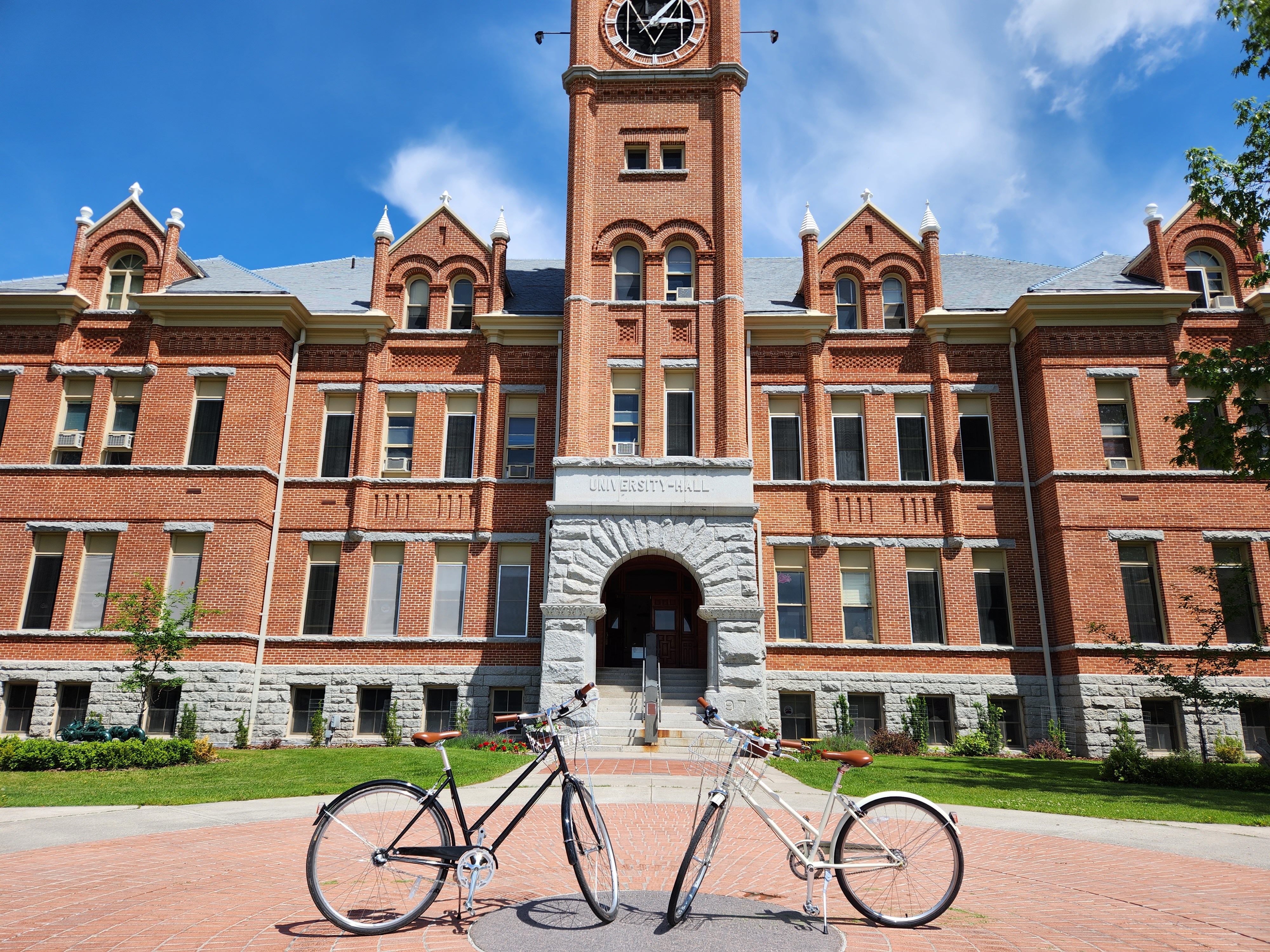 two bikes facing eachother on the oval
