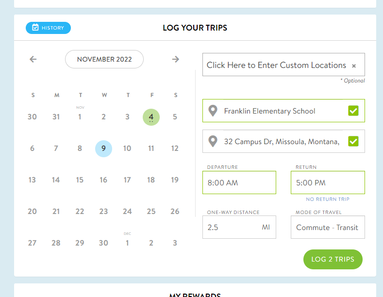 screenshot - logging your first trip