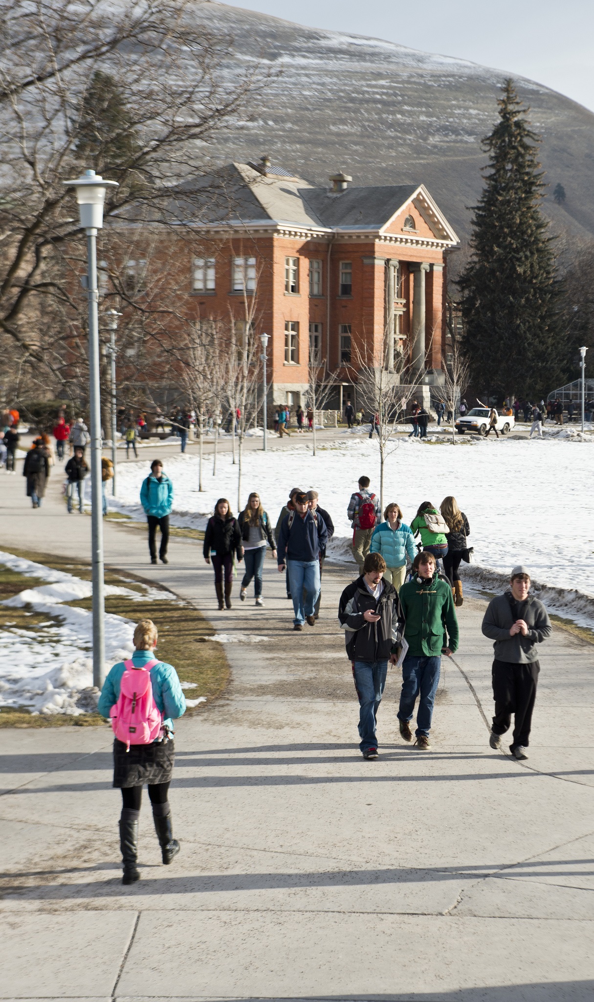 Students Walking On Campus In Winter