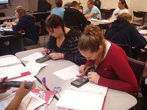 Students working.