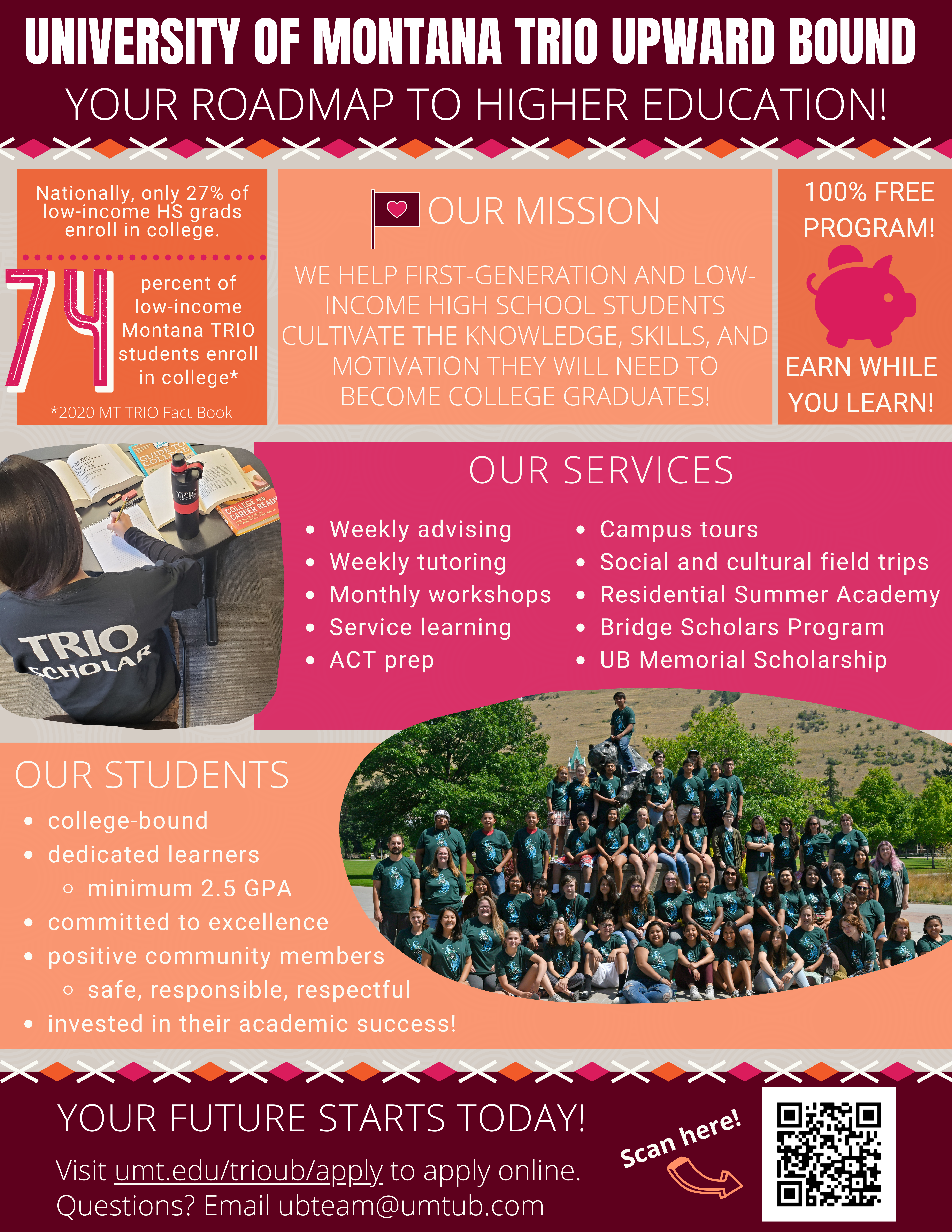 General information on current Upward Bound Programming. Information also available on pages in this section.
